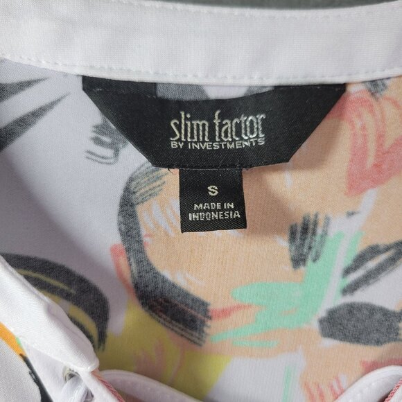 Slim Factor by Investments Womens Top S Multicolor Lace Up Tunic Floral Artsy - Picture 2 of 10